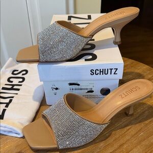SCHUTZ Dethalia Glam Mesh Sandal. Size 9B.  NEW